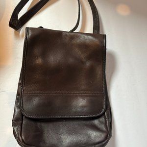 LeDonne Leather Simple Flap CrossBody Bag Purse Adjustable Strap Dark Brown Boho